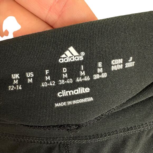 Adidas Climalite Black Straight Leg Stretchy Elastic Waist Mid Rise Leggings M - Picture 5 of 7